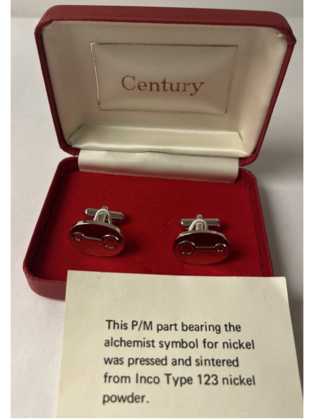 Vintage INCO International Nickel Company Cufflinks Powder Metallurgy Sintered